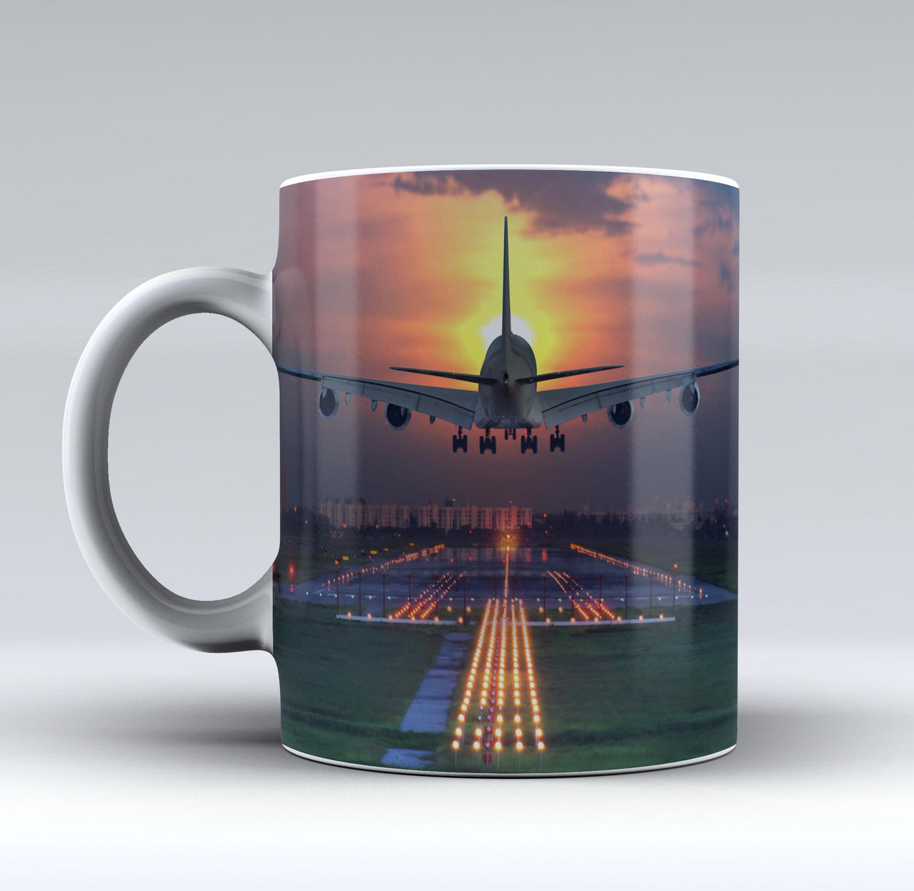 Super Boeing 747 Landing During Sunset Designed Mugs