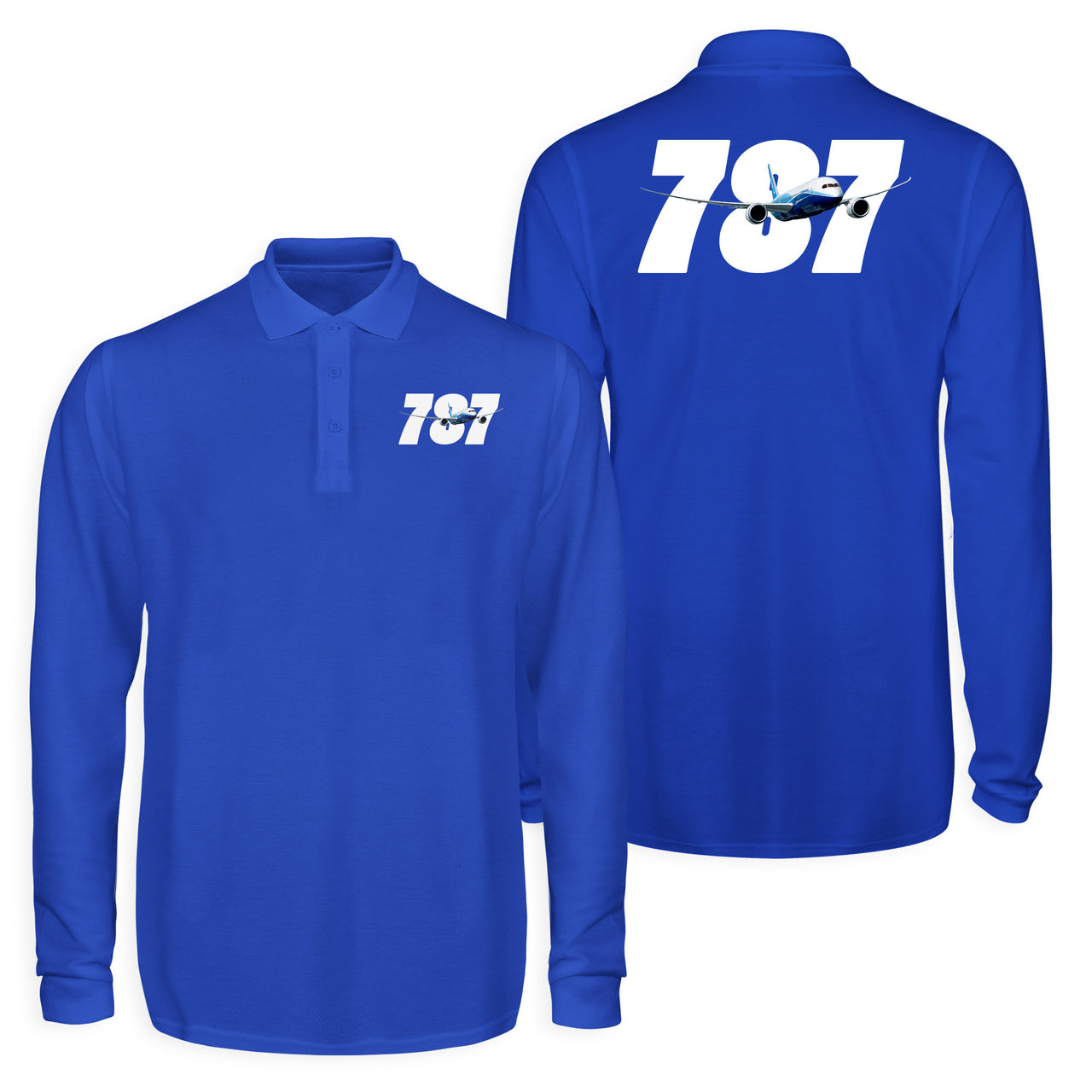 Super Boeing 787 Designed Long Sleeve Polo T-Shirts (Double-Side)