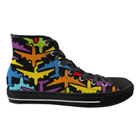 Thumbnail for Super Colourful Airplanes Designed Long Canvas Shoes (Women)