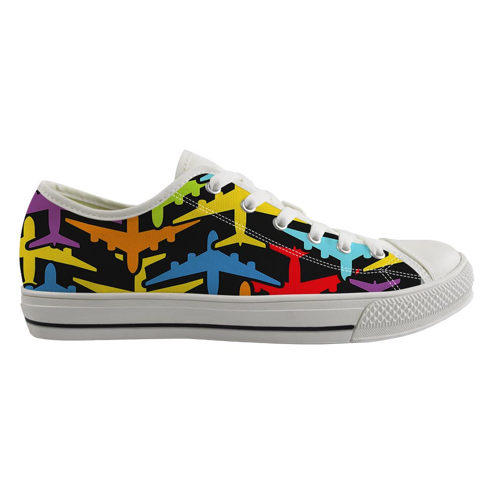 Super Colourful Airplanes Designed Canvas Shoes (Men)