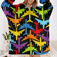 Thumbnail for Super Colourful Airplanes Designed Blanket Hoodies