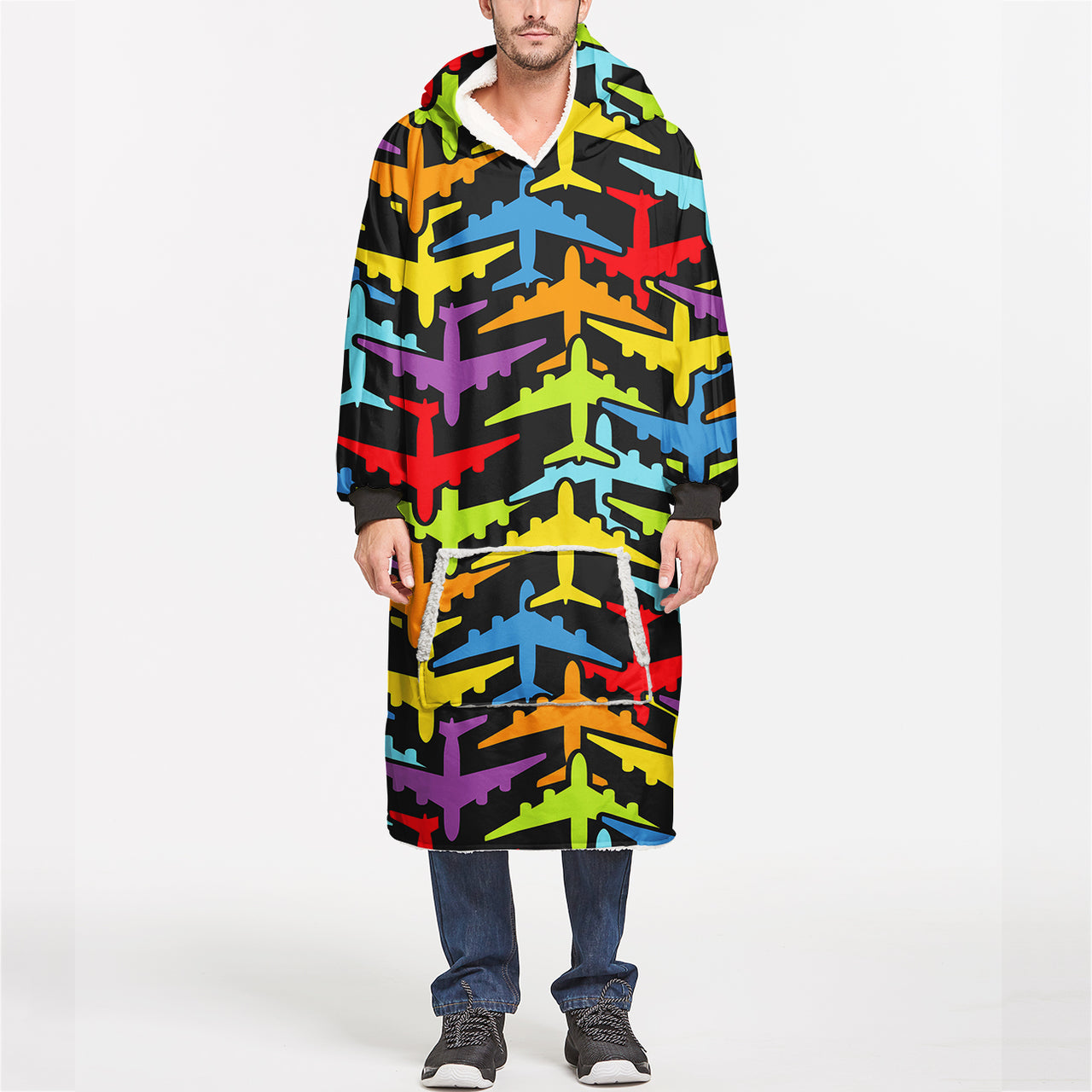 Super Colourful Airplanes Designed Blanket Hoodies