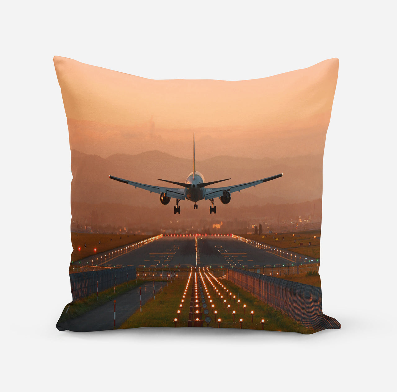 Super Cool Landing During Sunset Designed Pillows