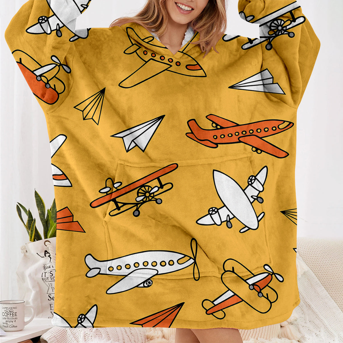 Super Drawings of Airplanes Designed Blanket Hoodies