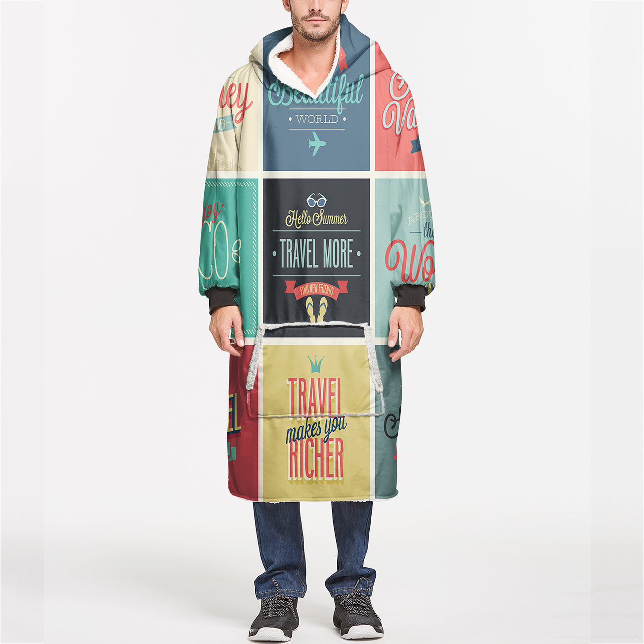 Super Travel Icons Designed Blanket Hoodies