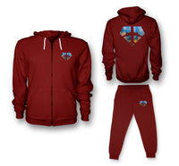 Thumbnail for Supermen of The Skies (Sunrise) Designed Zipped Hoodies & Sweatpants Set