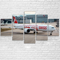 Thumbnail for Swiss Airlines Boeing 777 Printed Multiple Canvas Poster Aviation Shop 