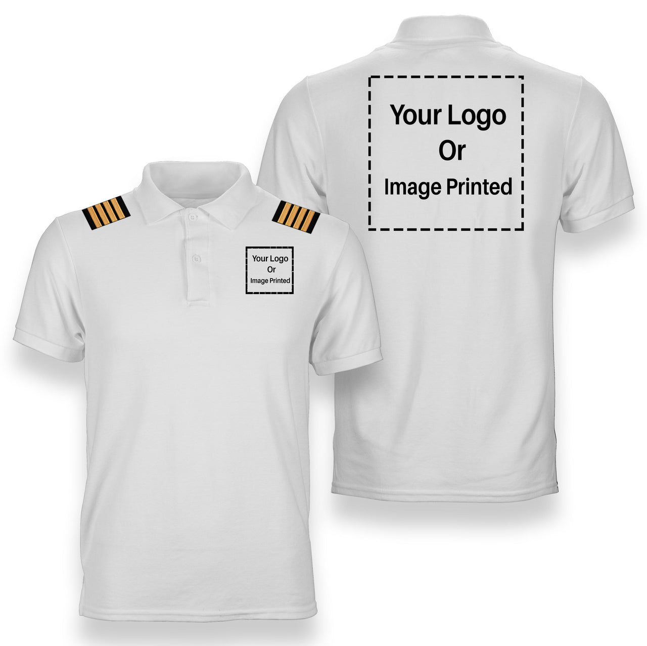 Custom "Two" Logos + Epaulettes Designed Polo T-Shirts