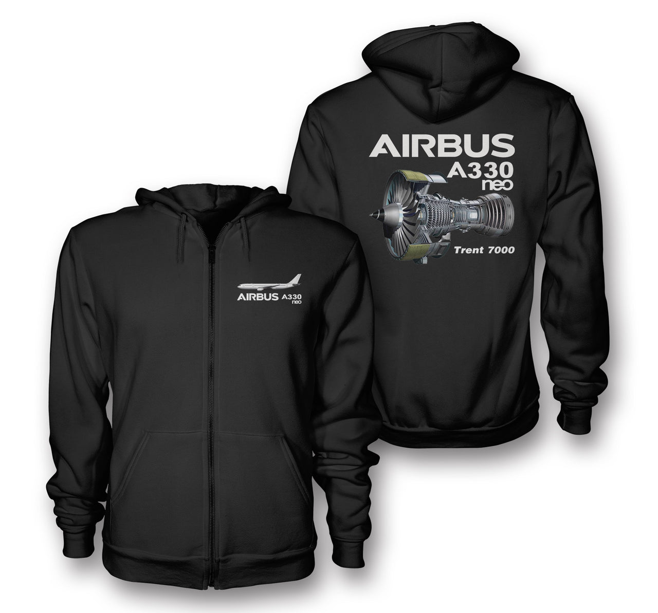 The Airbus A330neo & Trent 7000 Engine Designed Zipped Hoodies