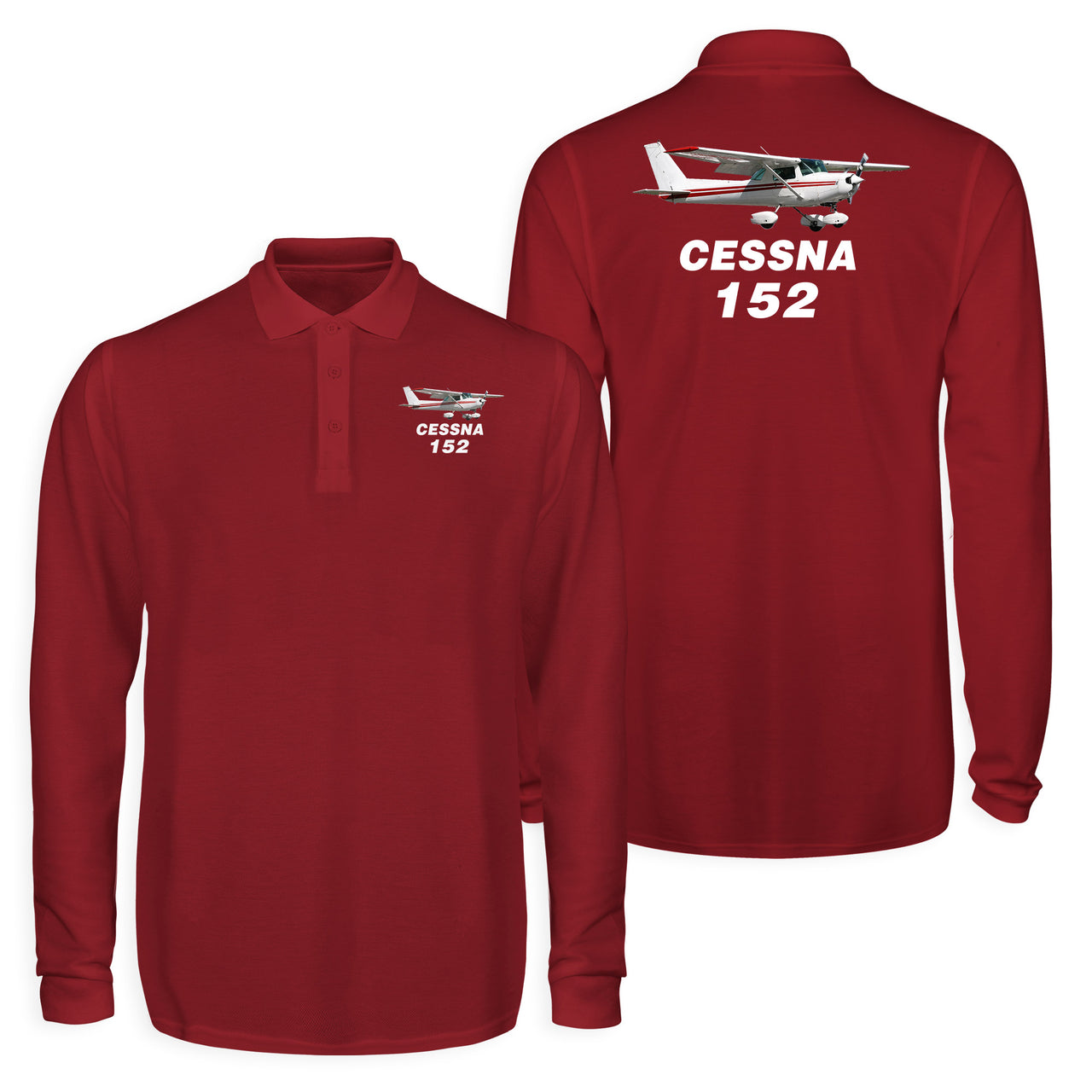 The Cessna 152 Designed Long Sleeve Polo T-Shirts (Double-Side)