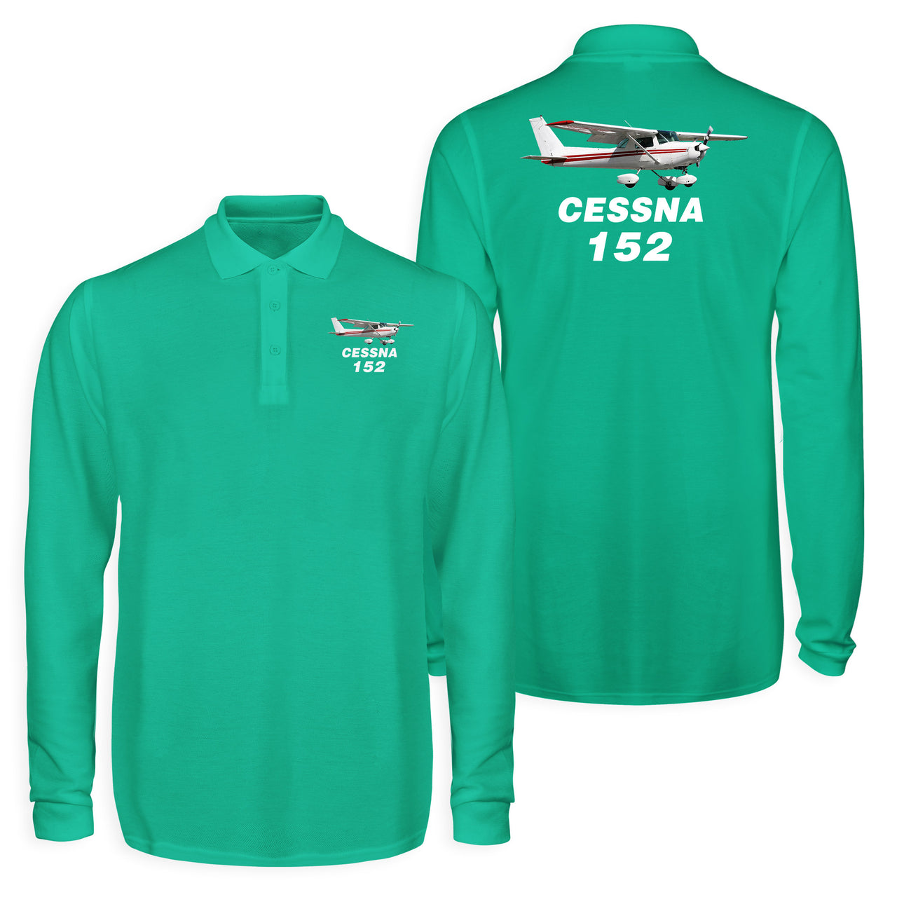 The Cessna 152 Designed Long Sleeve Polo T-Shirts (Double-Side)