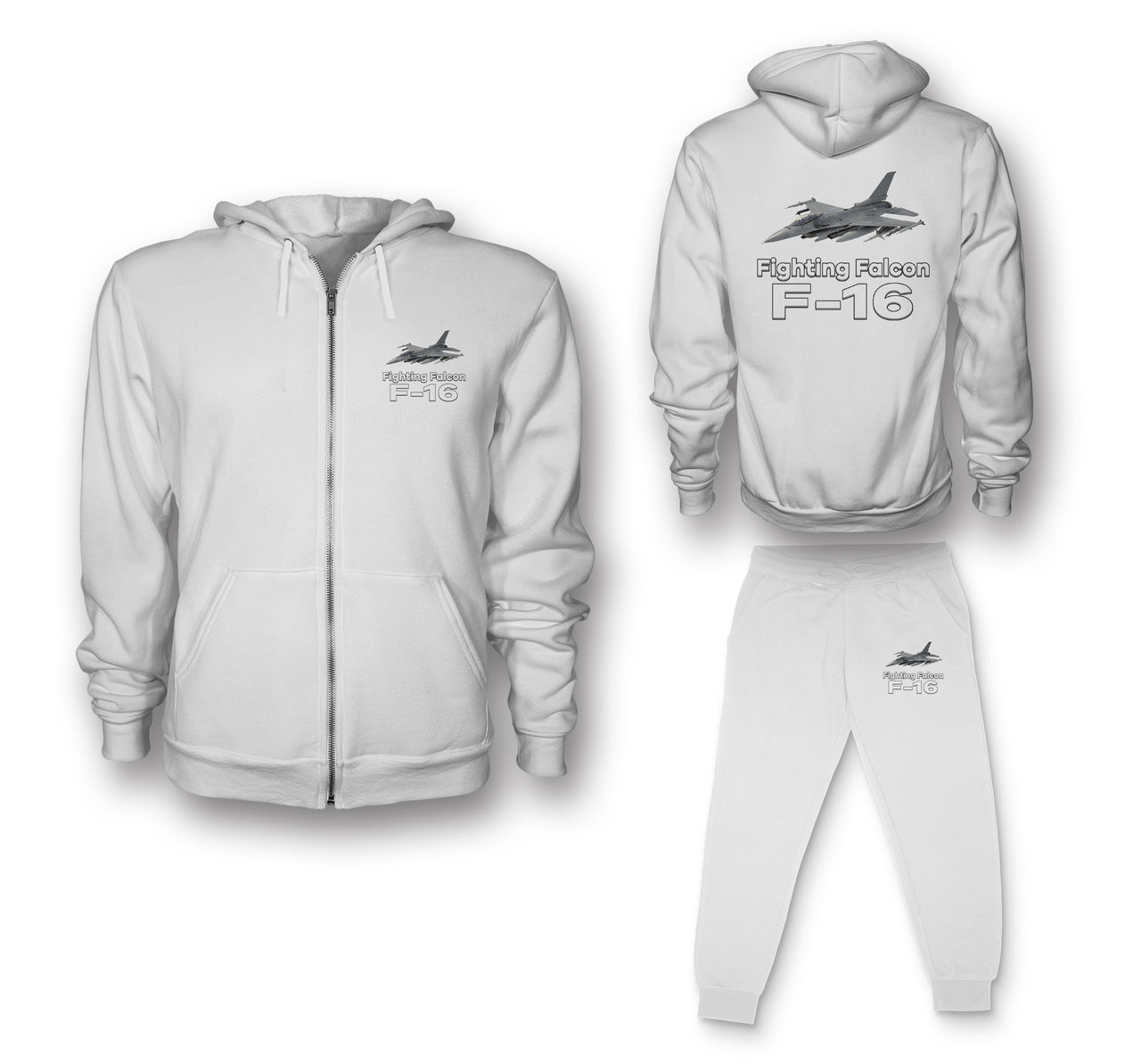 The Fighting Falcon F16 Designed Zipped Hoodies & Sweatpants Set