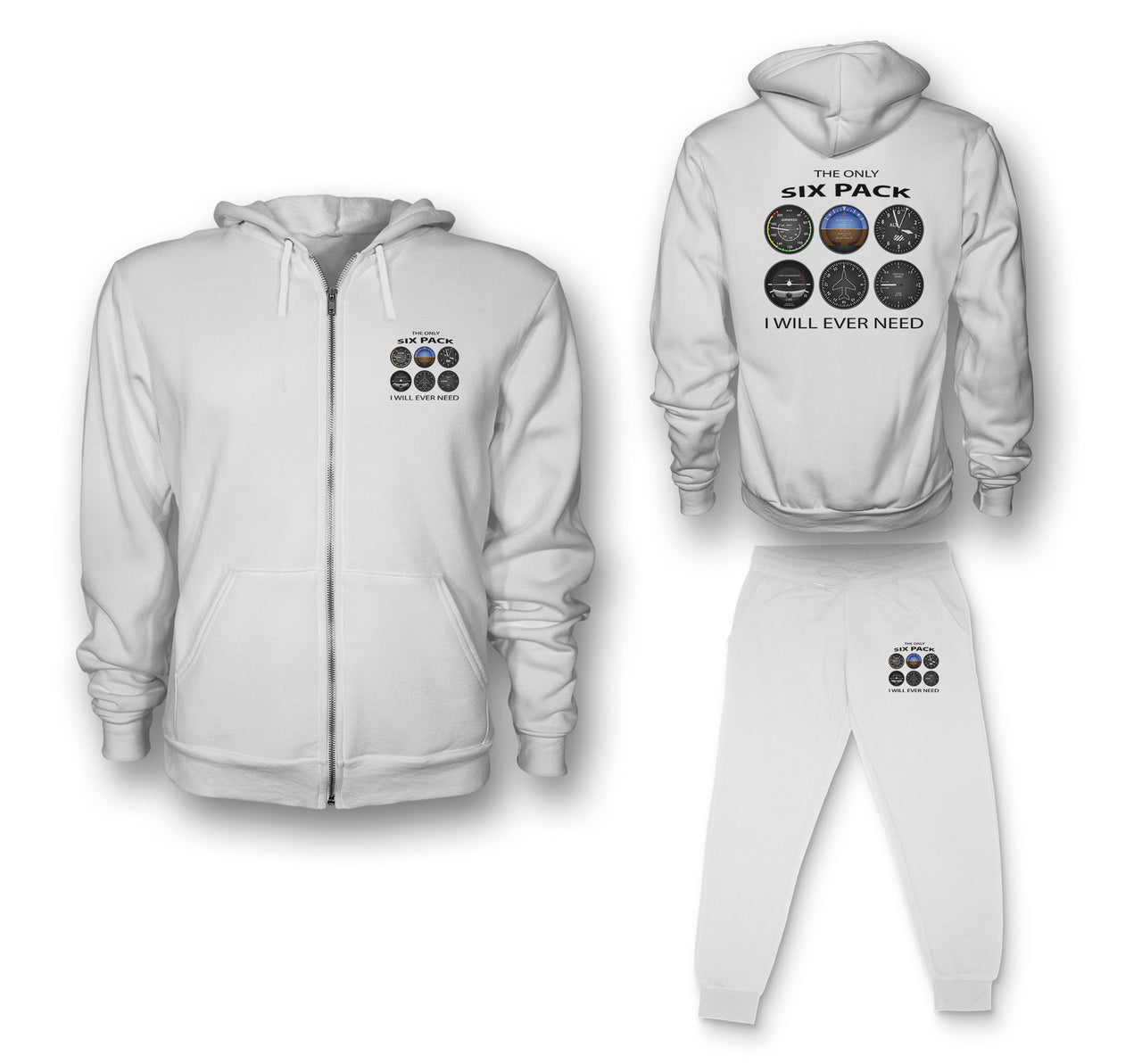 The Only Six Pack I Will Ever Need Designed Zipped Hoodies & Sweatpants Set