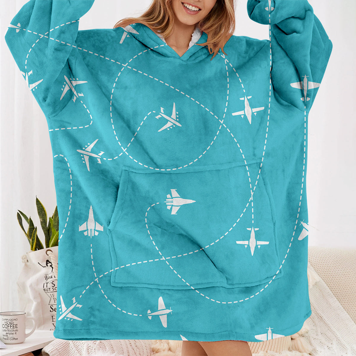 Travel The The World By Plane Designed Blanket Hoodies