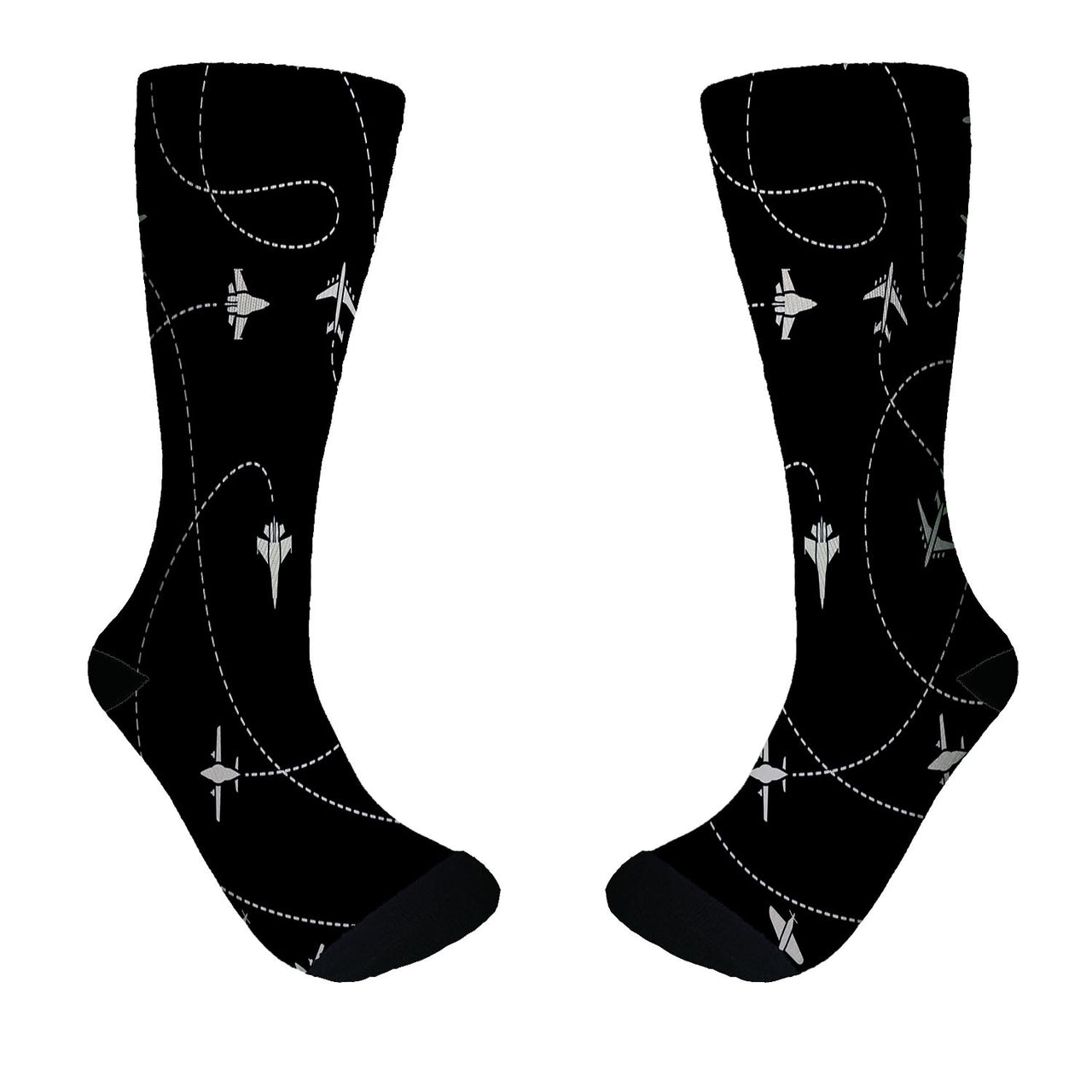 Travel The World By Plane (Black) Designed Socks