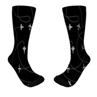 Thumbnail for Travel The World By Plane (Black) Designed Socks