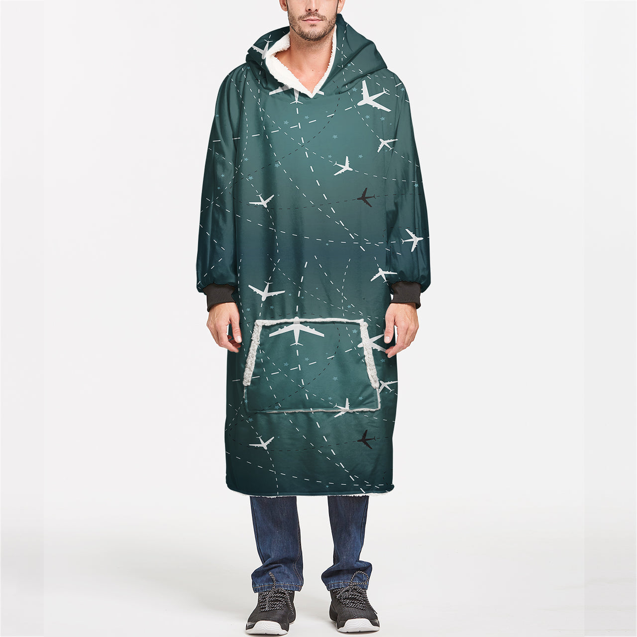 Travelling with Aircraft (Green) Designed Blanket Hoodies