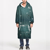 Thumbnail for Travelling with Aircraft (Green) Designed Blanket Hoodies