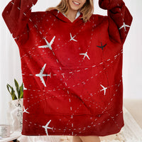 Thumbnail for Travelling with Aircraft (Red) Designed Blanket Hoodies