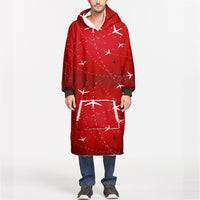 Thumbnail for Travelling with Aircraft (Red) Designed Blanket Hoodies