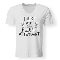 Thumbnail for Trust Me I'm a Flight Attendant Designed V-Neck T-Shirts