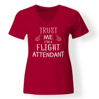 Thumbnail for Trust Me I'm a Flight Attendant Designed V-Neck T-Shirts