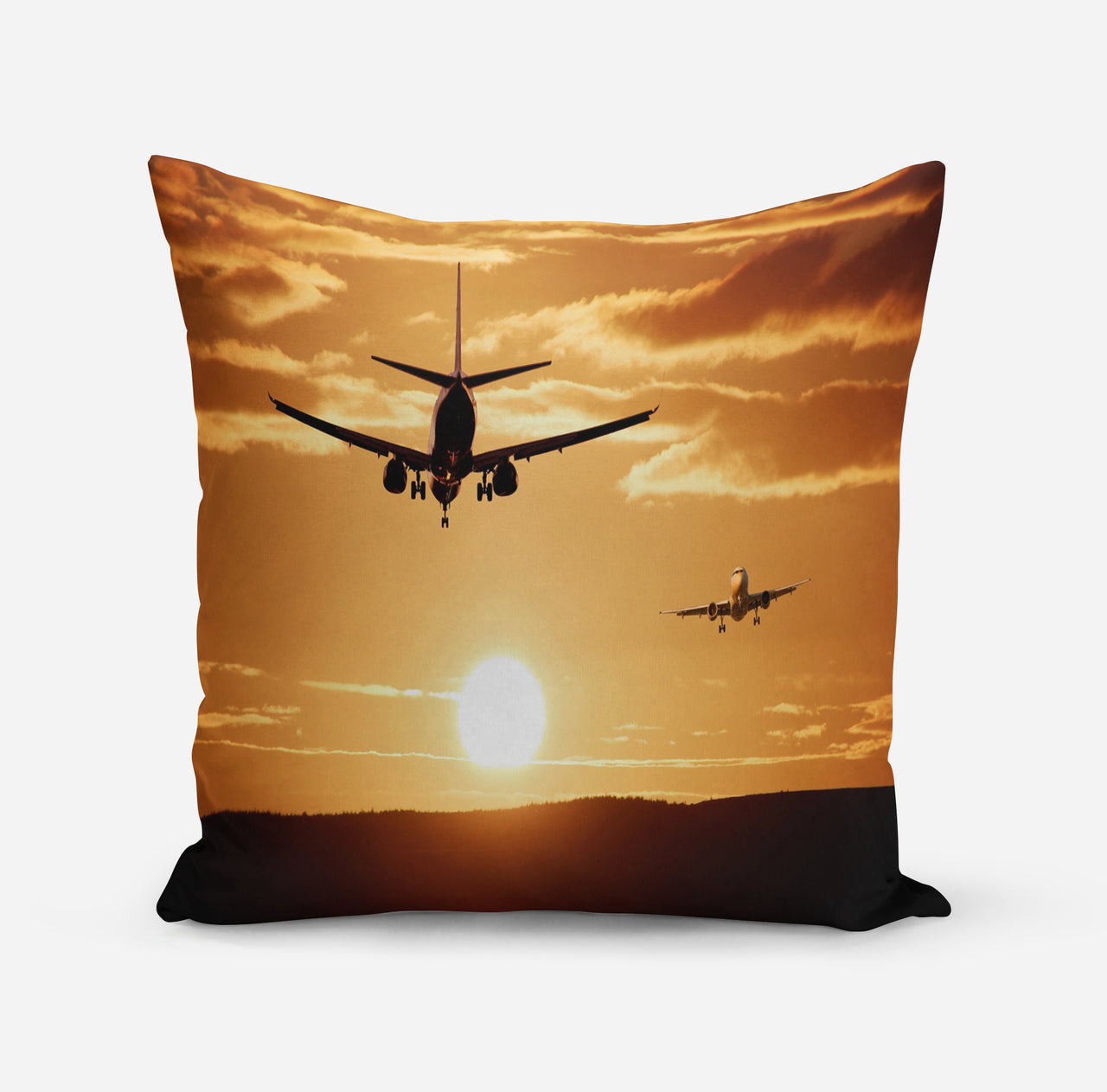 Two Aeroplanes During Sunset Designed Pillowsc