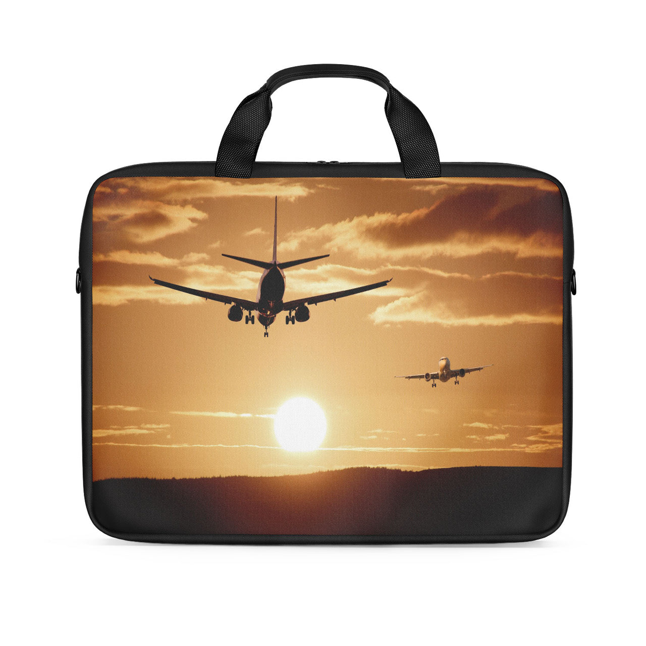 Two Aeroplanes During Sunset Designed Laptop & Tablet Bags