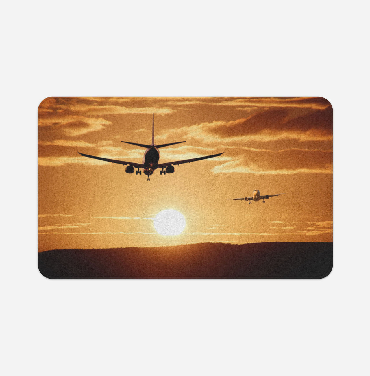 Two Aeroplanes During Sunset Designed Bath Mats