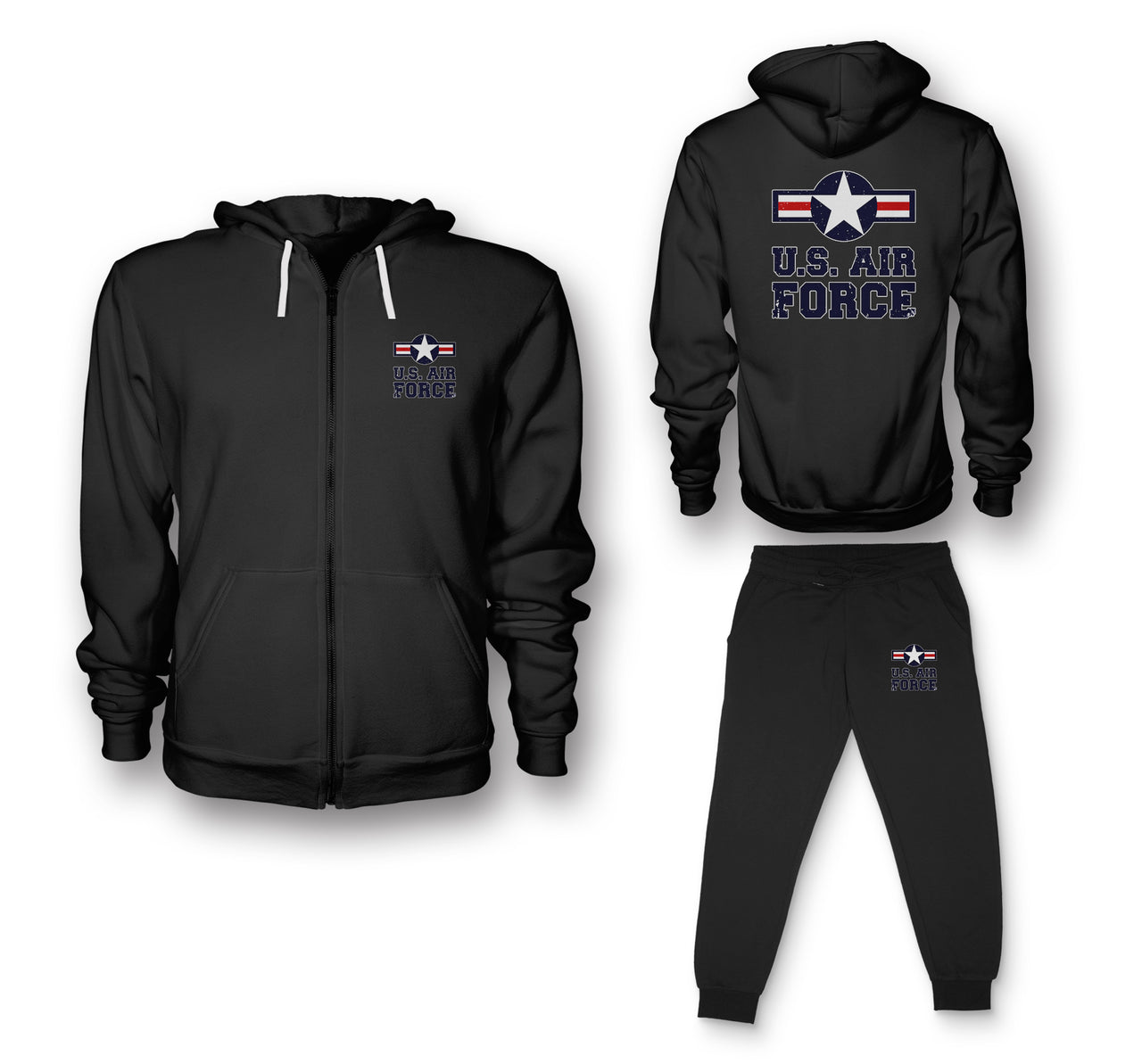 US Air Force Designed Zipped Hoodies & Sweatpants Set