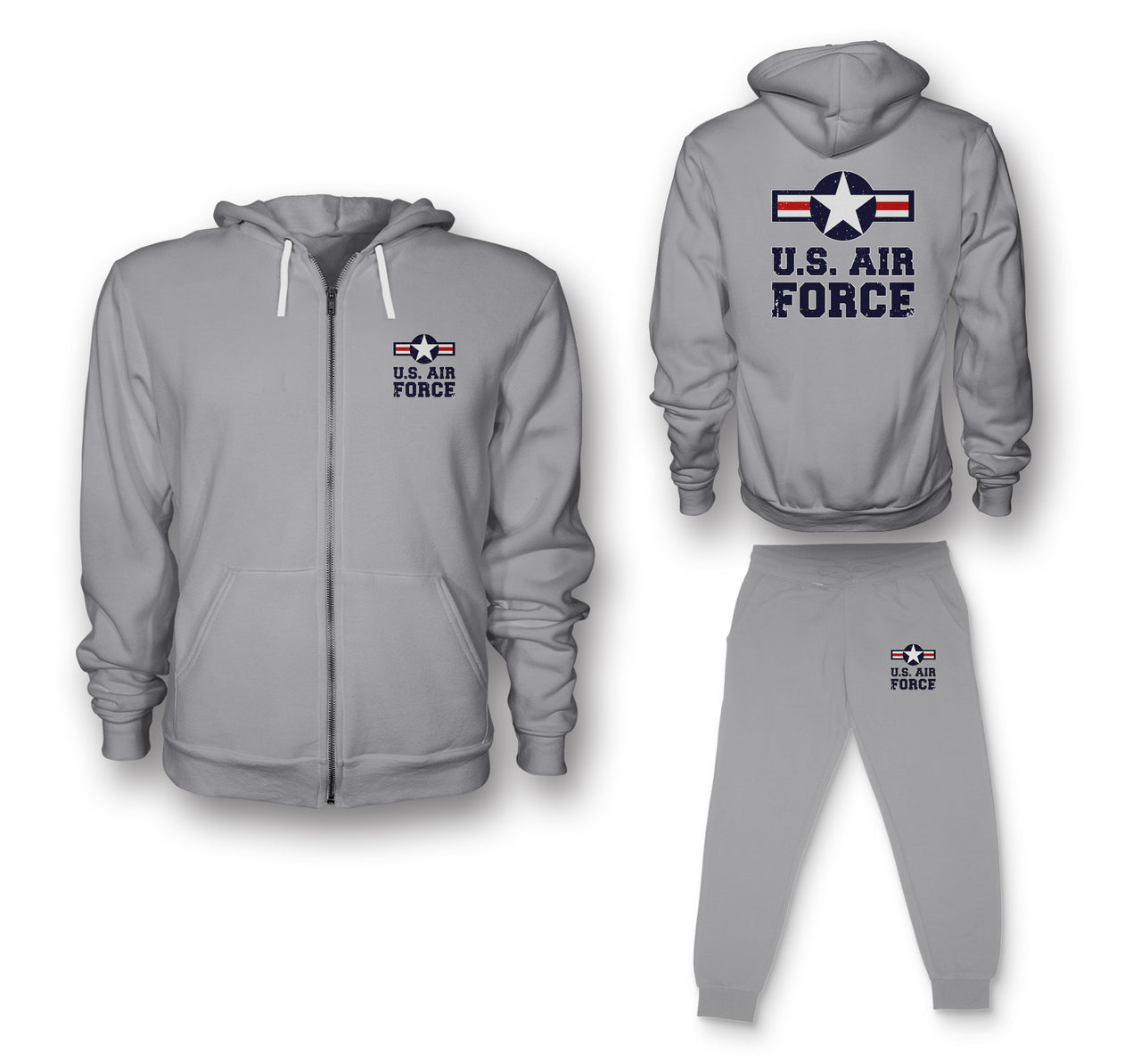 US Air Force Designed Zipped Hoodies & Sweatpants Set