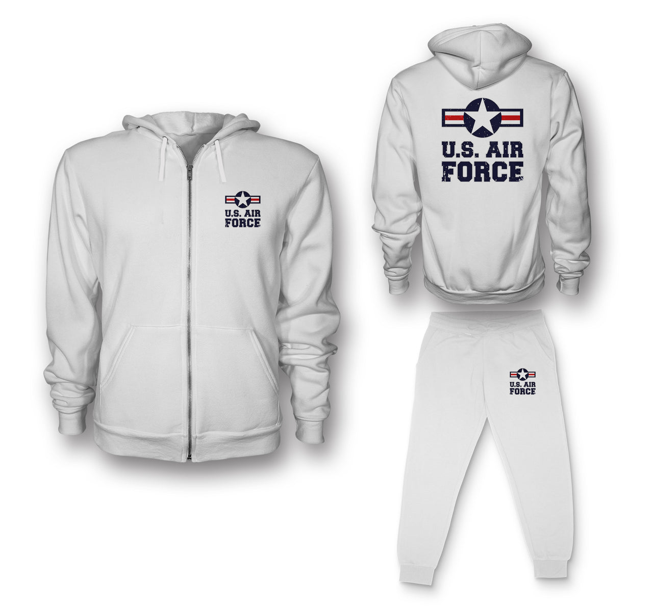 US Air Force Designed Zipped Hoodies & Sweatpants Set