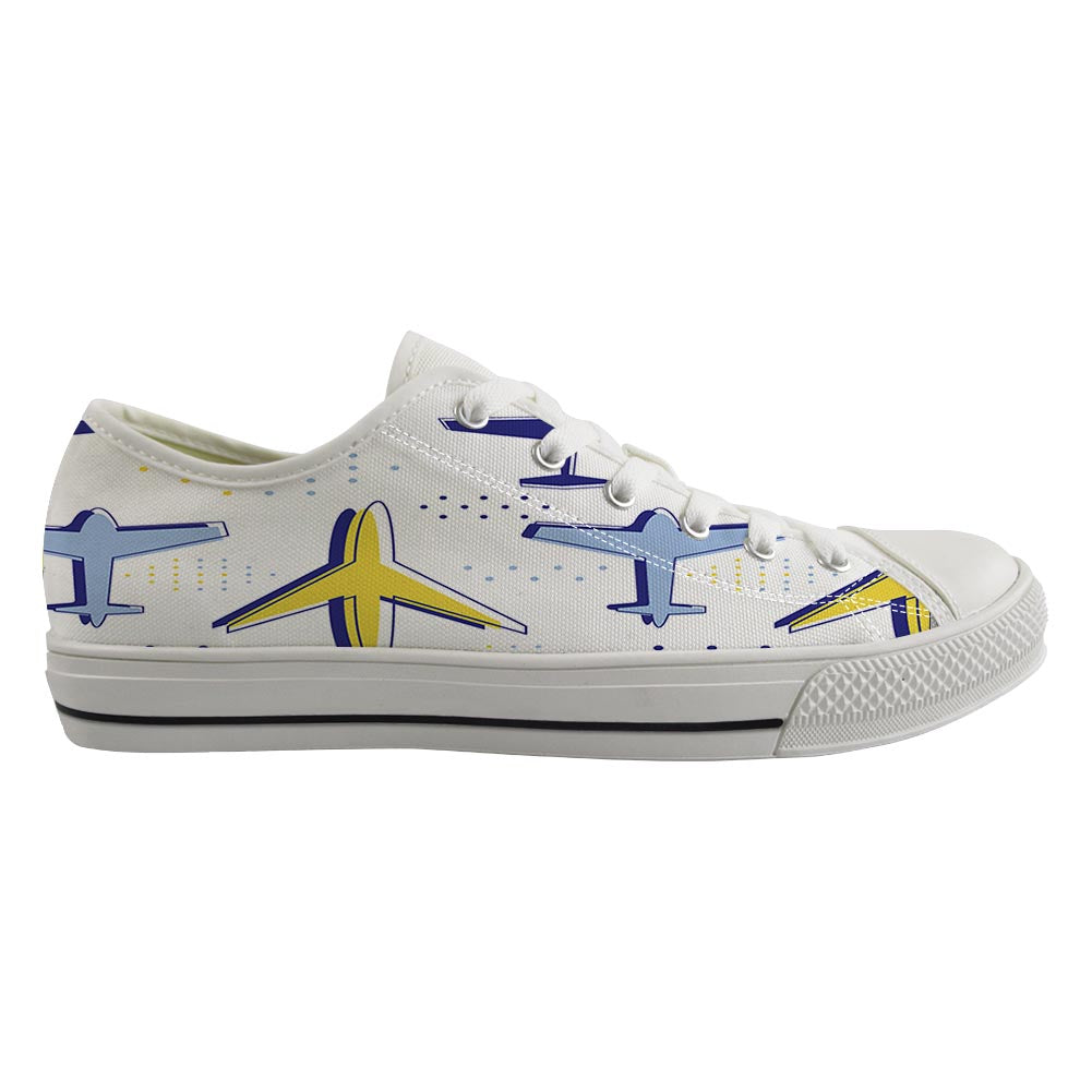 Very Colourful Airplanes Designed Canvas Shoes (Women)