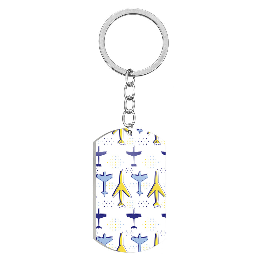 Very Colourful Airplanes Designed Stainless Steel Key Chains (Double Side)