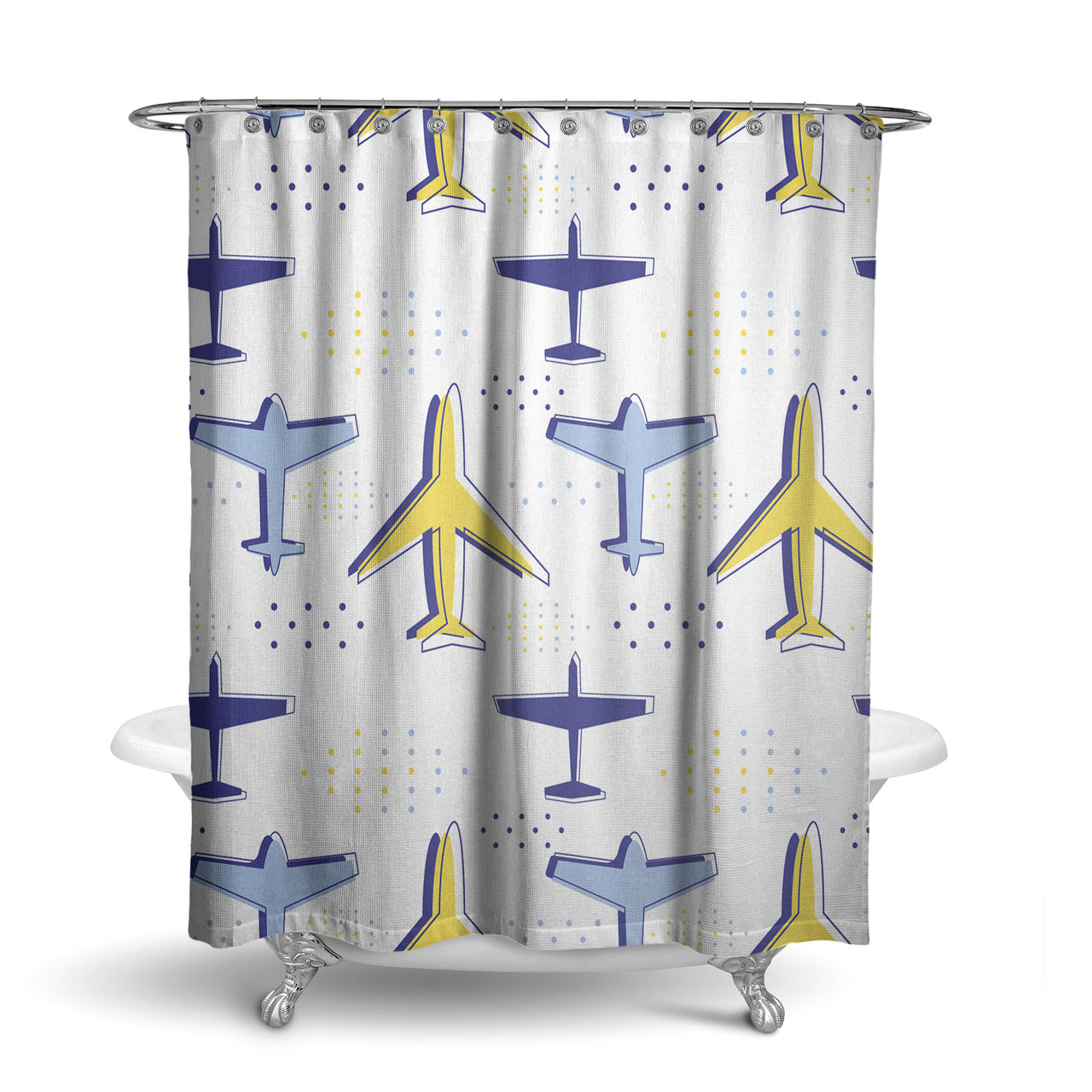 Very Colourful Airplanes Designed Shower Curtains