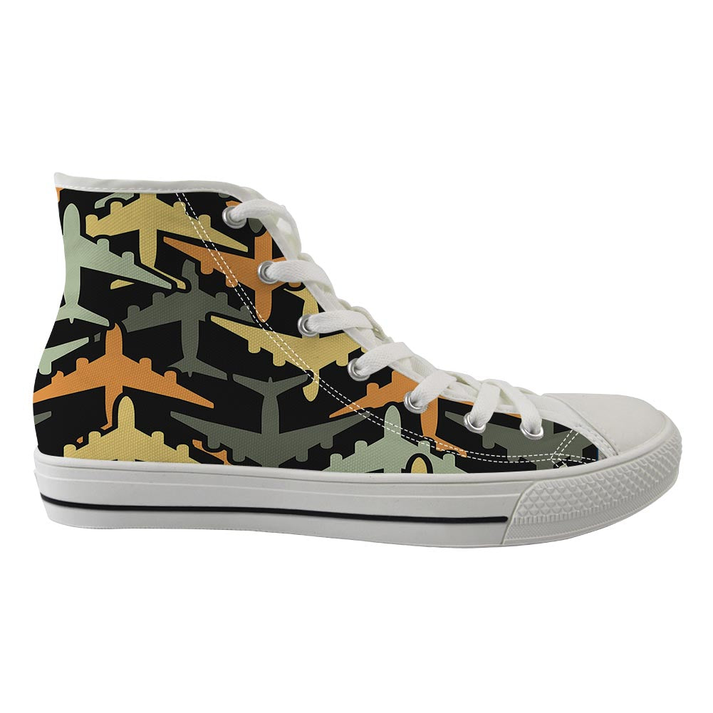 Volume 2 Super Colourful Airplanes Designed Long Canvas Shoes (Men)