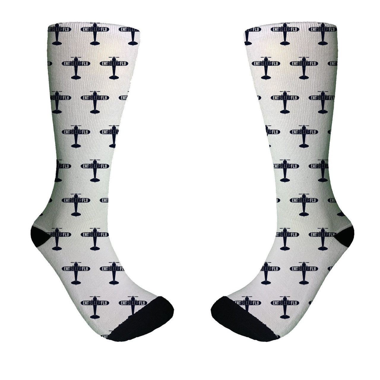 Eat Sleep Fly & Propeller Designed Socks