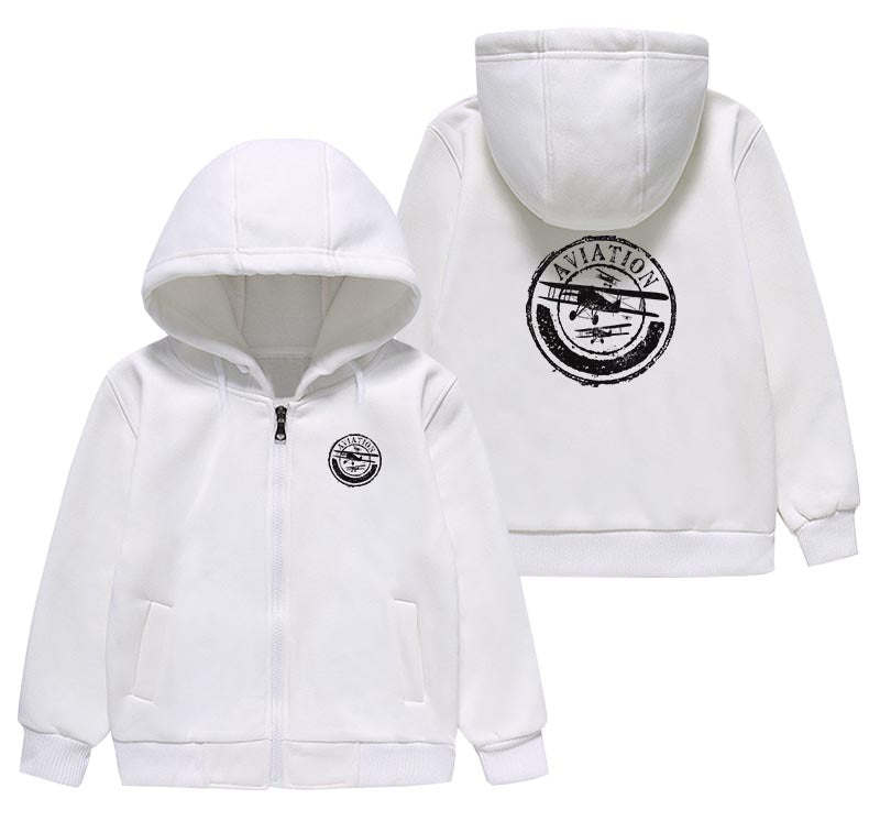 Aviation Lovers Designed "CHILDREN" Zipped Hoodies