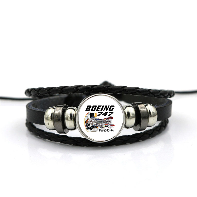 Boeing 747 & PW4000-94 Engine Designed Leather Bracelets