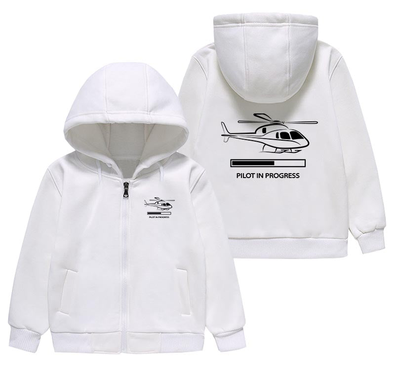 Pilot In Progress (Helicopter) Designed "CHILDREN" Zipped Hoodies