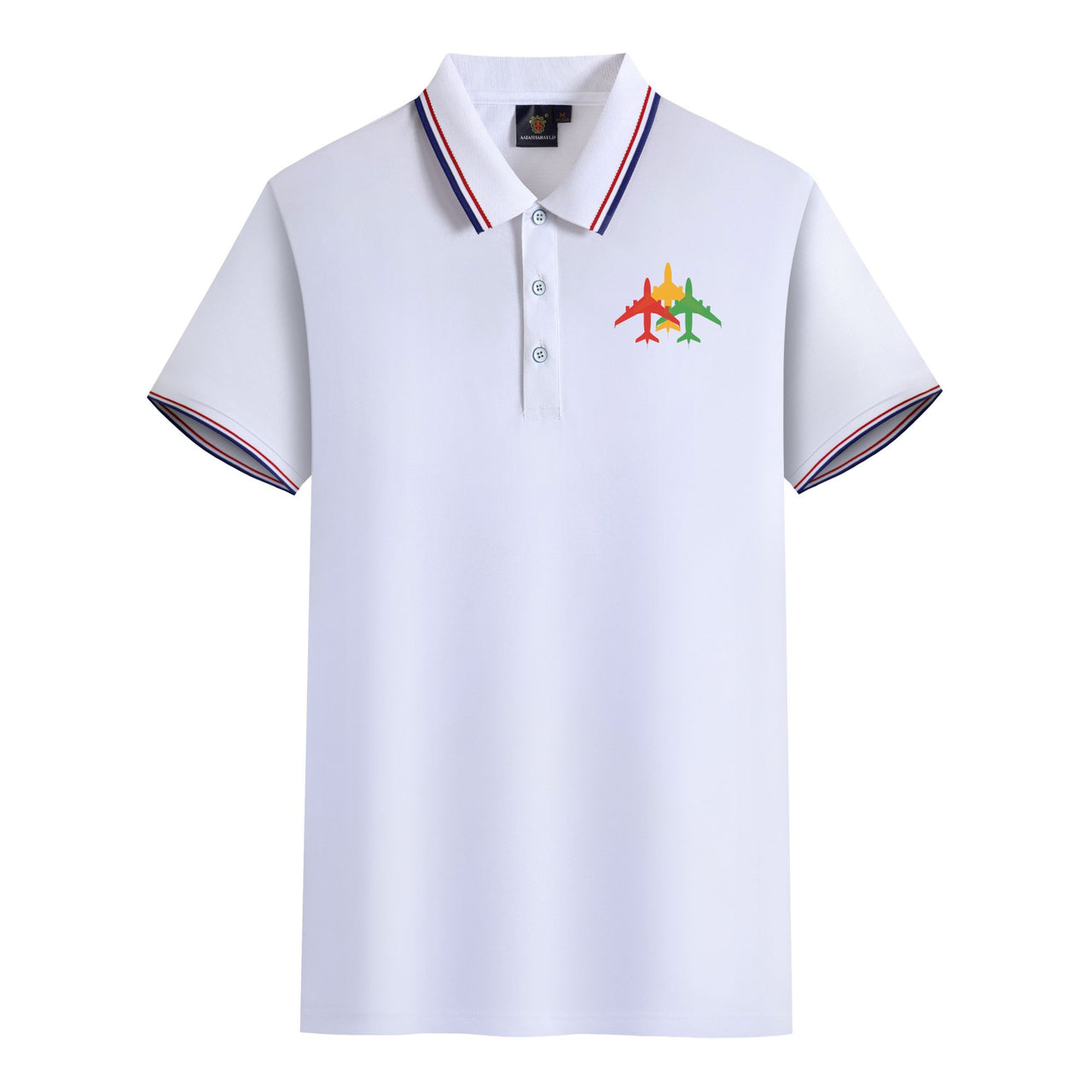 Colourful 3 Airplanes Designed Stylish Polo T-Shirts