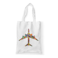 Thumbnail for Colourful Airplane Designed Tote Bags