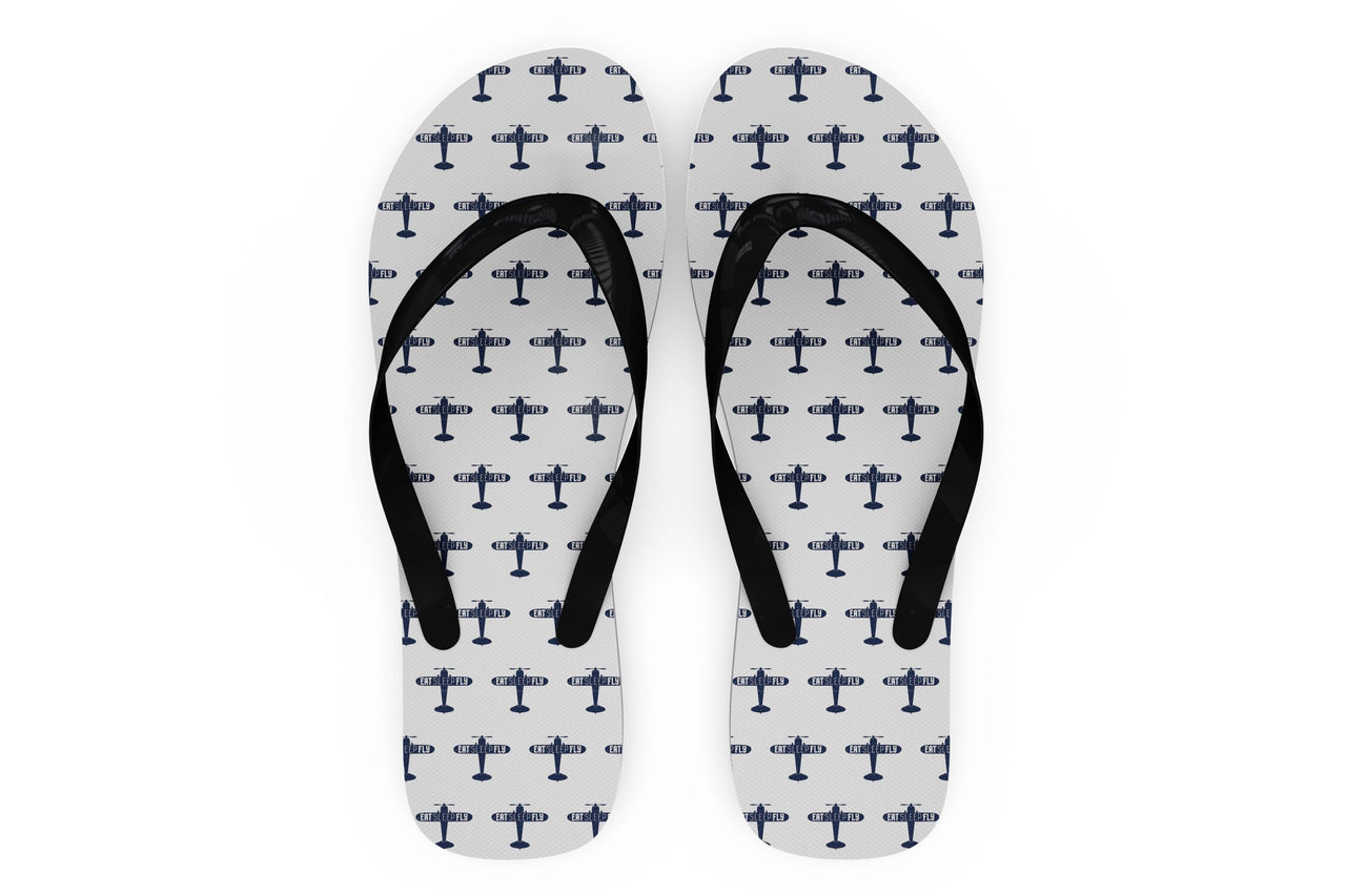 Eat Sleep Fly & Propeller Designed Slippers (Flip Flops)