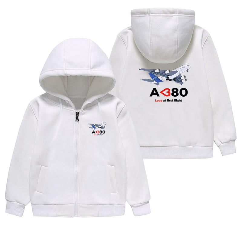 Airbus A380 Love at first flight Designed "CHILDREN" Zipped Hoodies