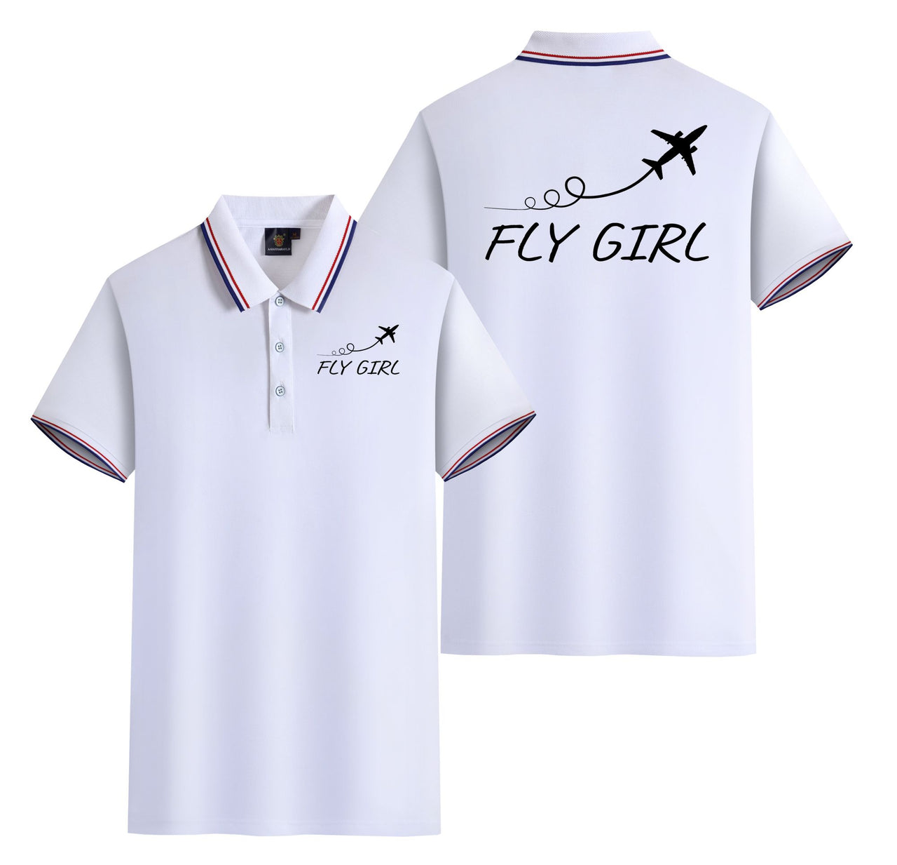 Just Fly It & Fly Girl Designed Stylish Polo T-Shirts (Double-Side)