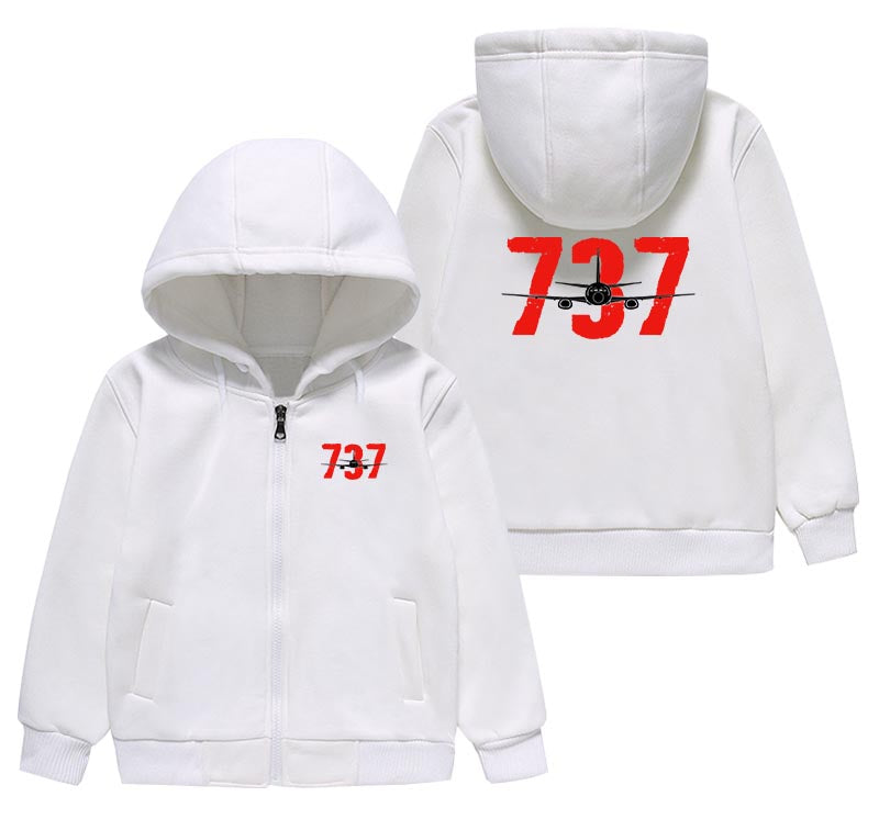 Boeing 737 Designed Designed "CHILDREN" Zipped Hoodies