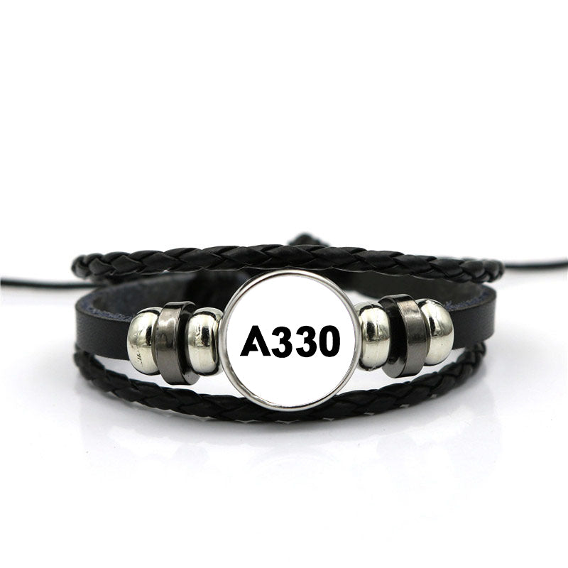 A330 Flat Text Designed Leather Bracelets