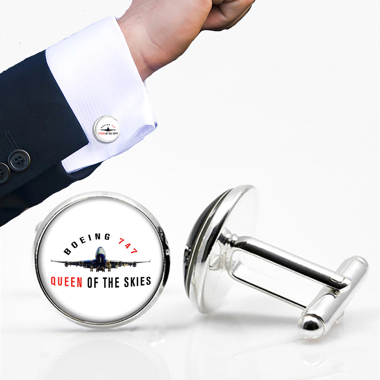 Boeing 747 Queen of the Skies Designed Cuff Links