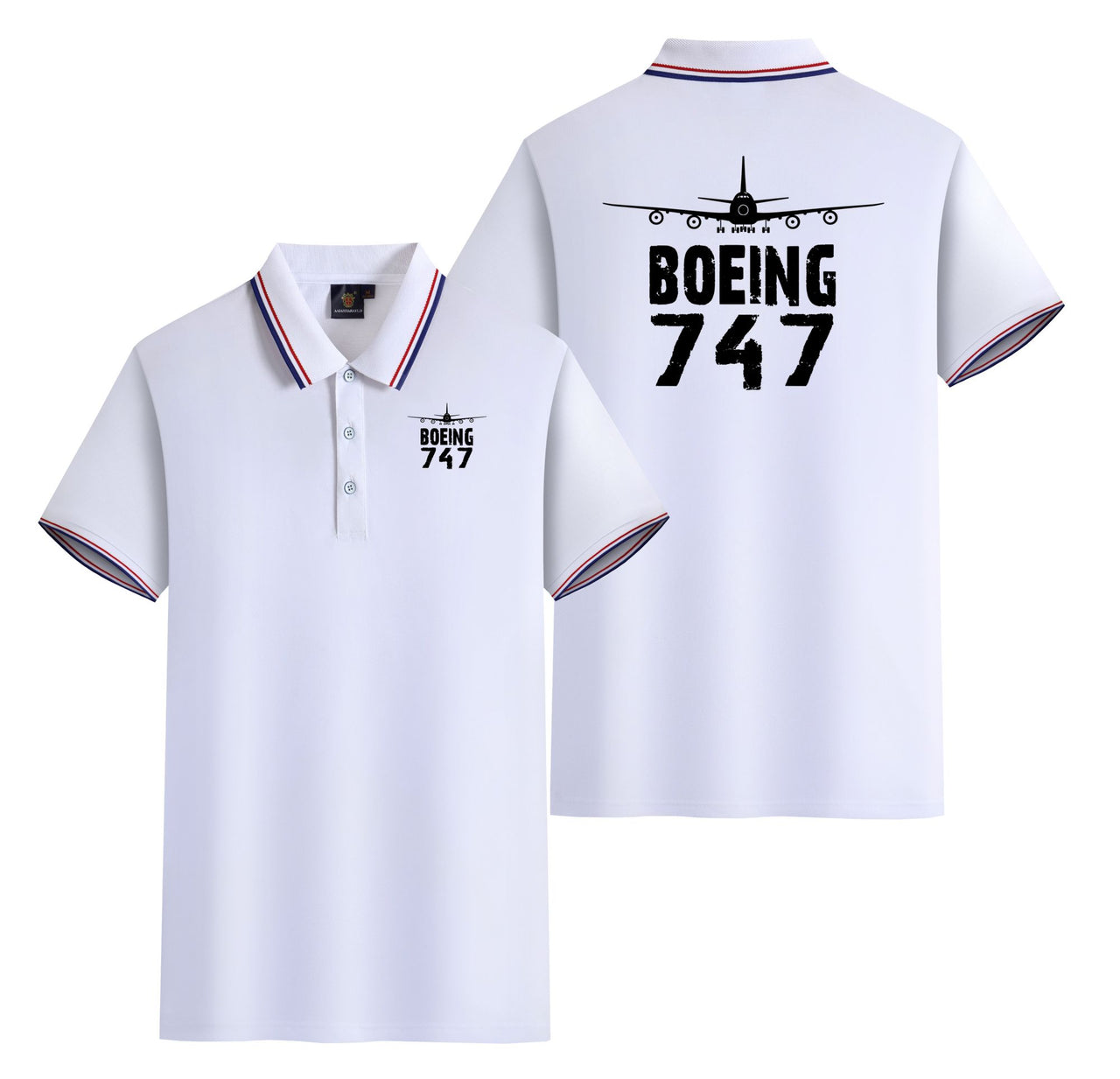 Boeing 747 & Plane Designed Stylish Polo T-Shirts (Double-Side)