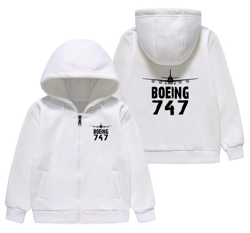 Boeing 747 & Plane Designed "CHILDREN" Zipped Hoodies